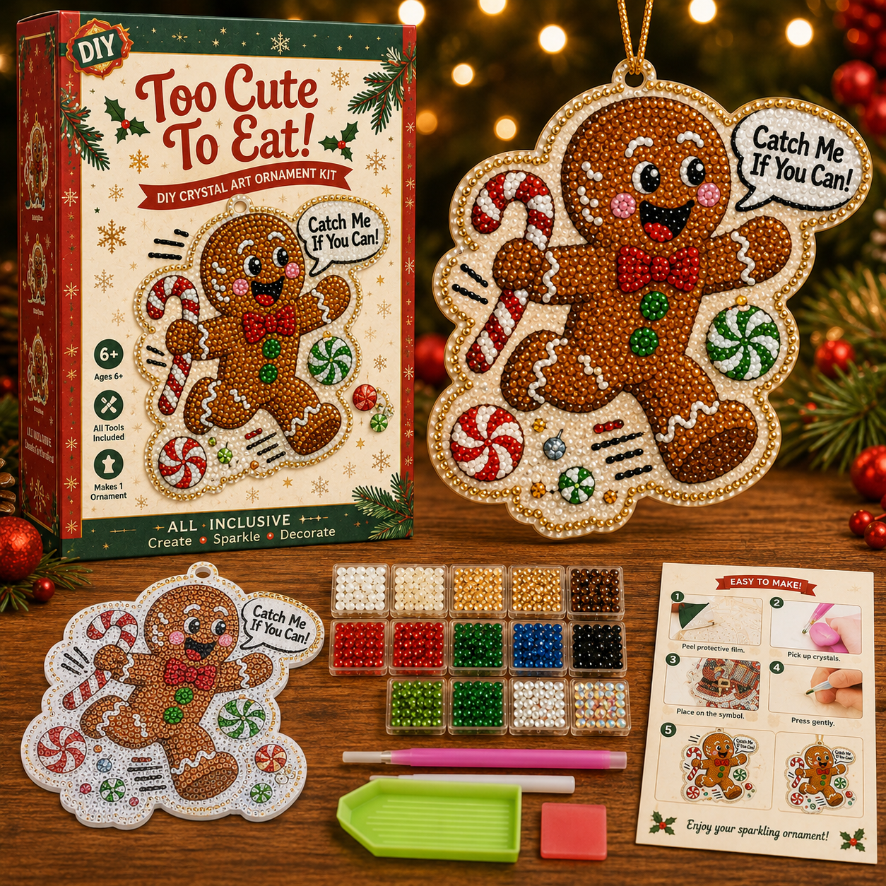 🎄 Funny Christmas Pearl Diamond Art Hanging Ornament Kit-HandPrint