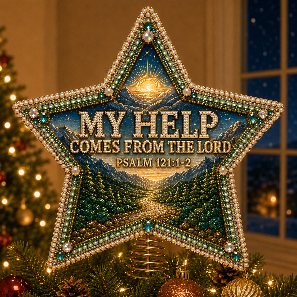 ⭐ Faith & Scripture Pearl Diamond Art Christmas Tree Topper Kit-HandPrint