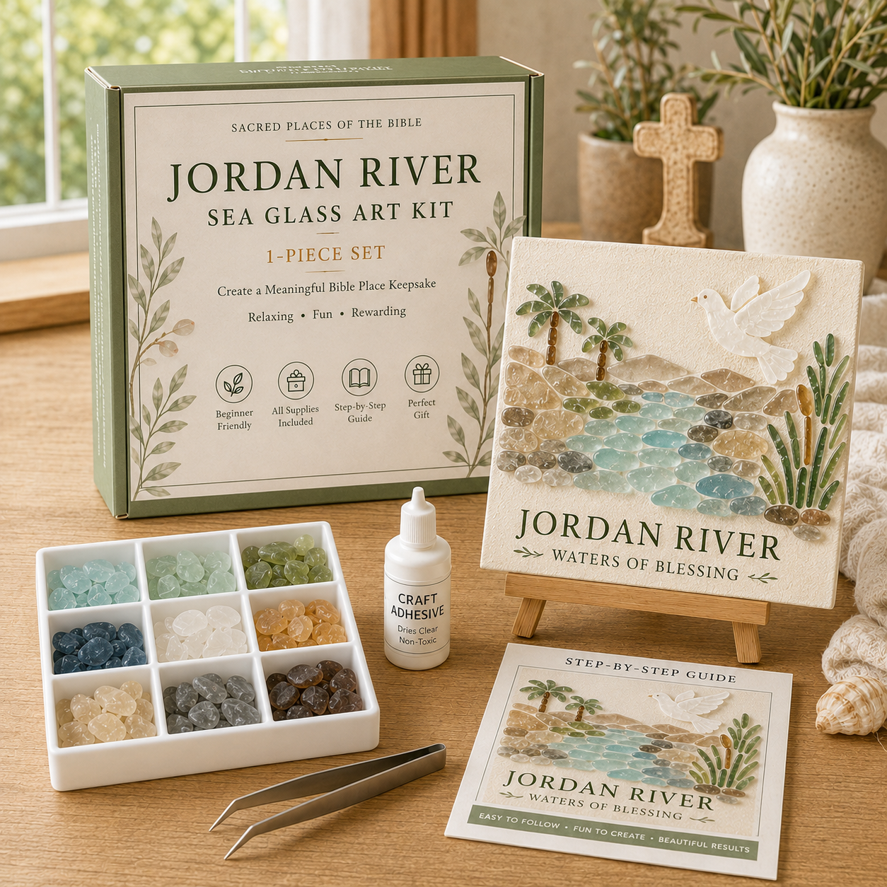 ⛪ Sacred Places of the Bible Sea Glass Art Kit-HandPrint