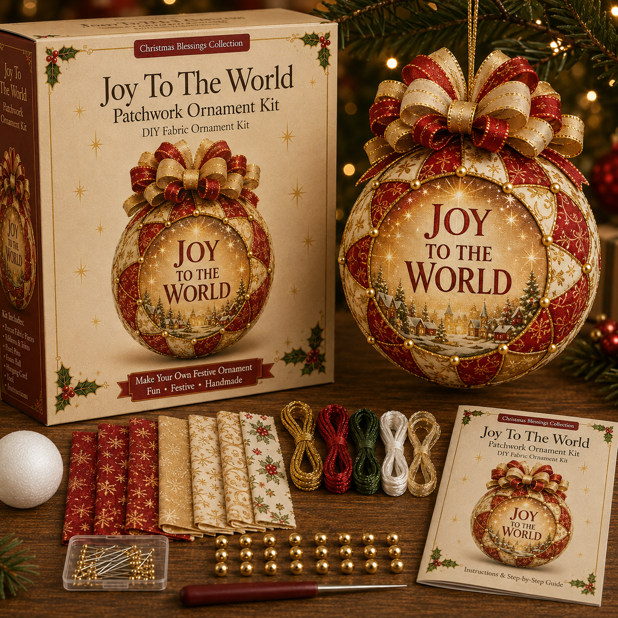 🎄 Christmas Blessings Patchwork Ornament DIY Kit-HandPrint