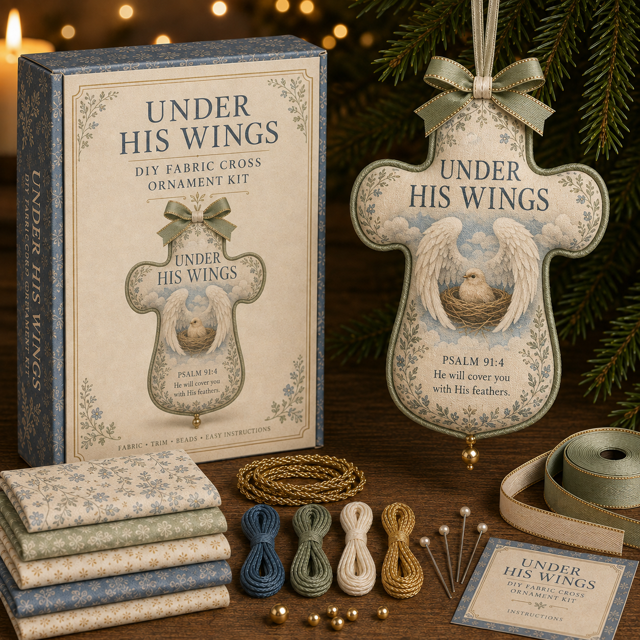 ✝️ Scripture Fabric Cross Ornament DIY Kit-HandPrint