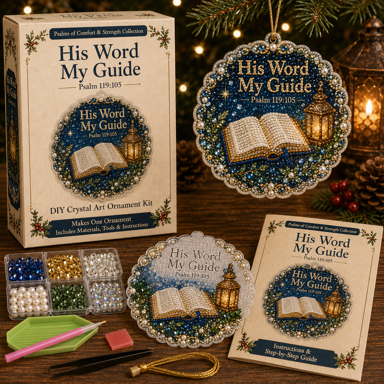 ✝️ Psalms of Comfort & Strength Pearl Diamond Art Hanging Ornament Kit-HandPrint