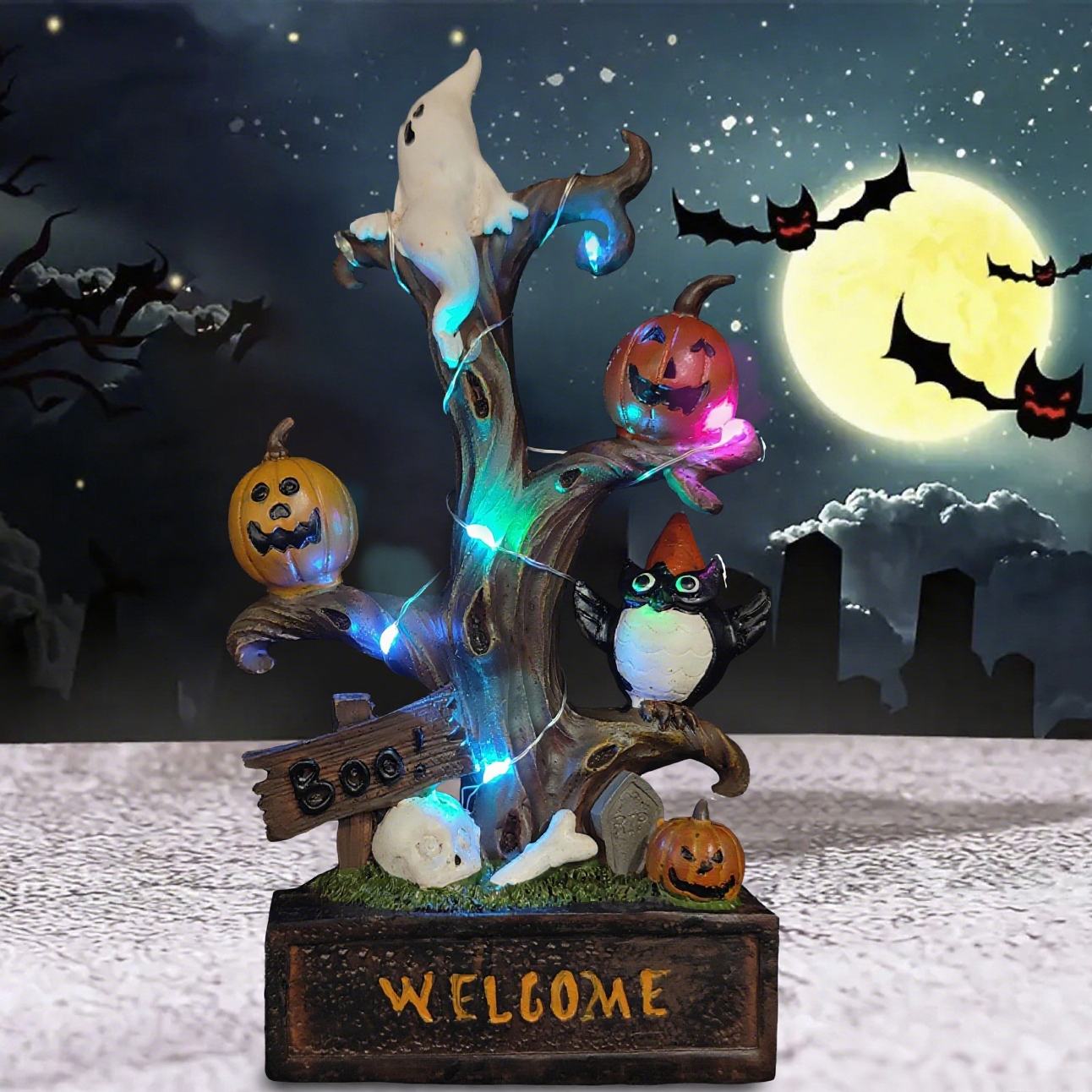 Halloween Welcome Tree with Lights-HandPrint