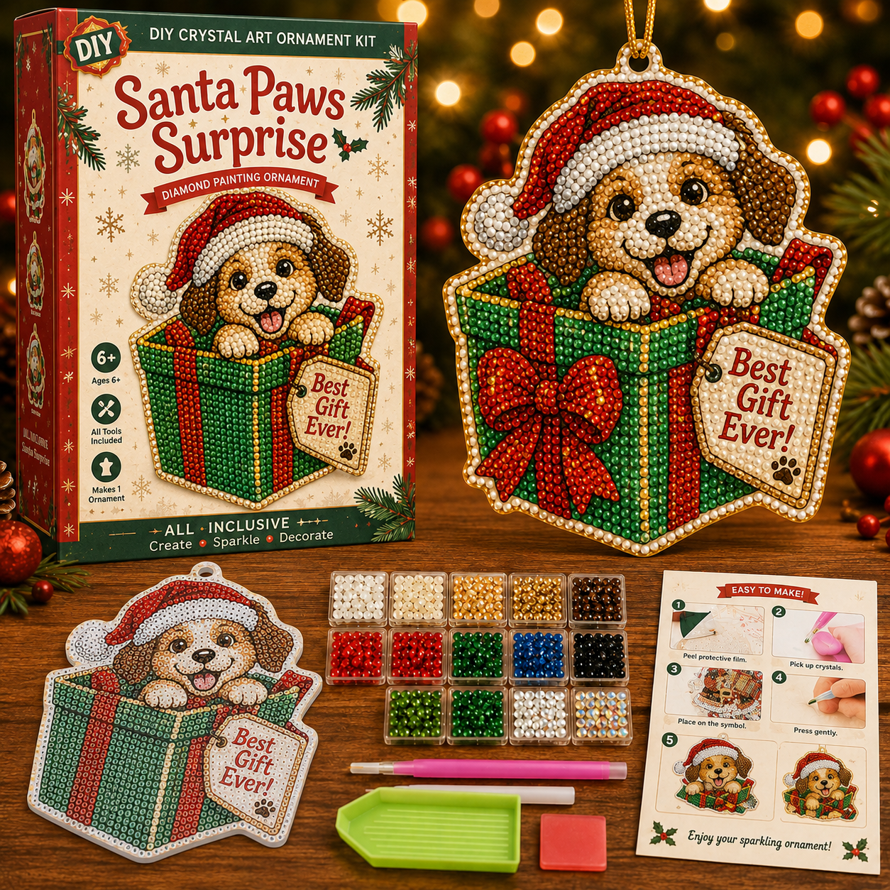 🎄 Funny Christmas Pearl Diamond Art Hanging Ornament Kit-HandPrint