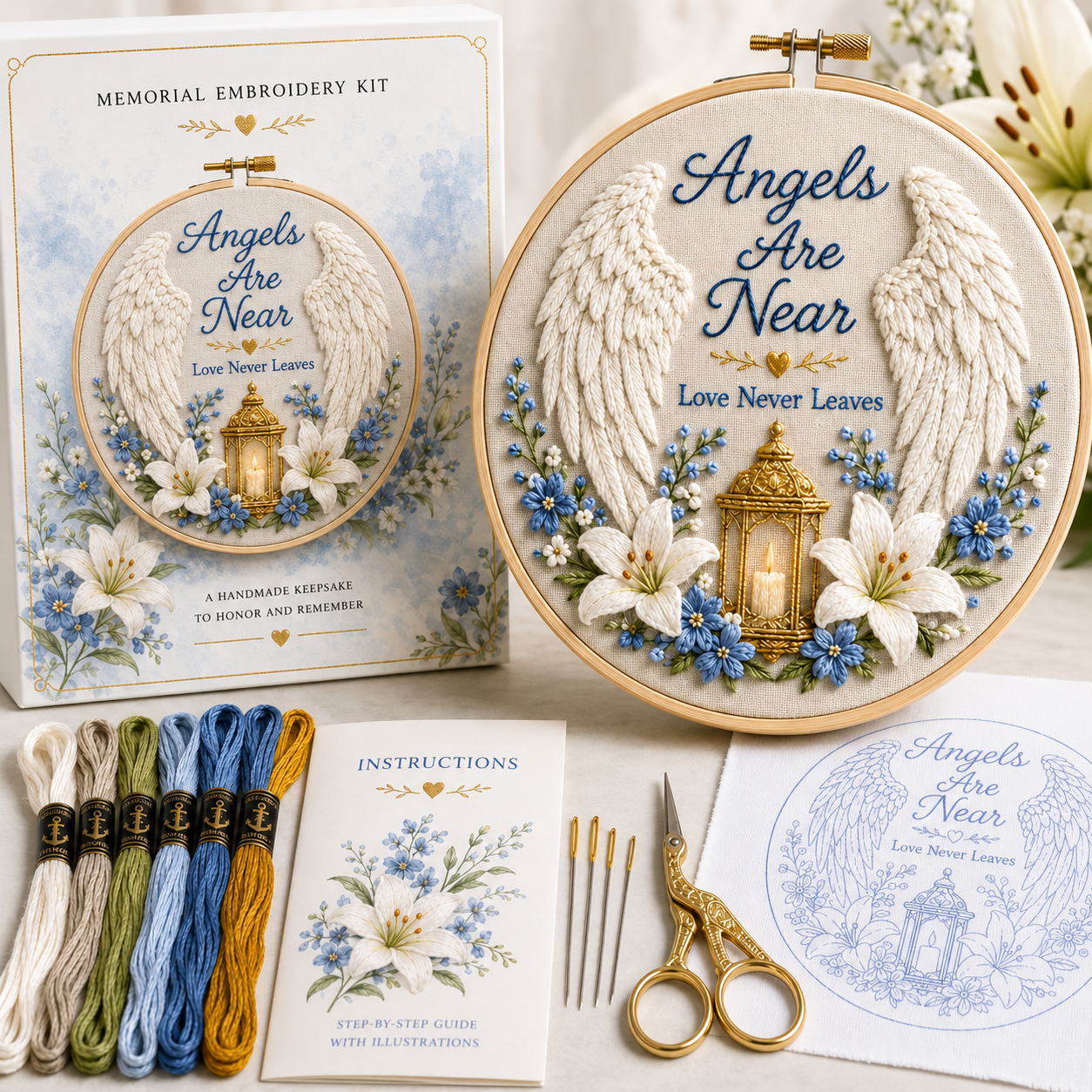 🕊️ Memorial & Remembrance Embroidery Kit-HandPrint