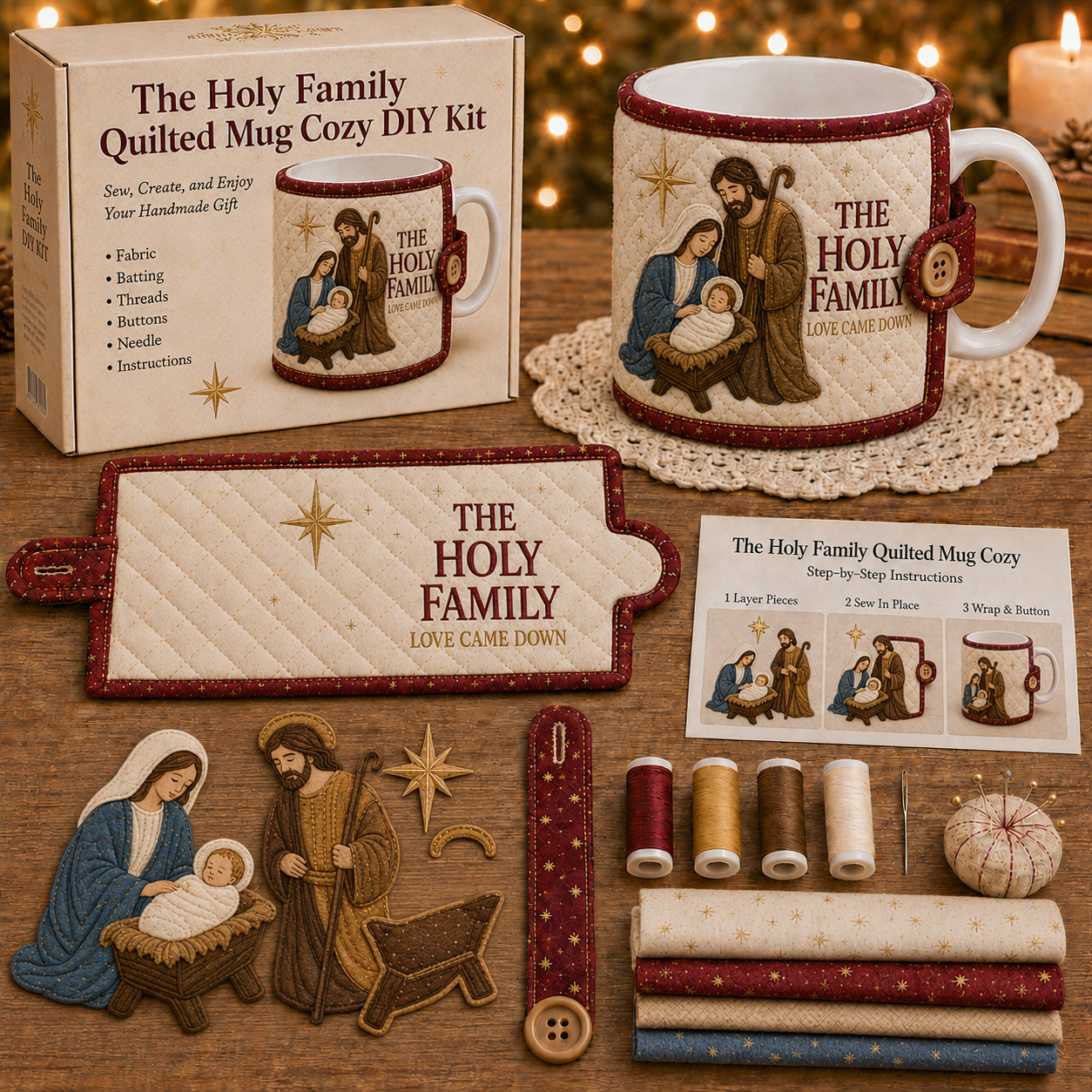 ✝️ Christmas Faith Mug Cozy Sewing Kit-HandPrint