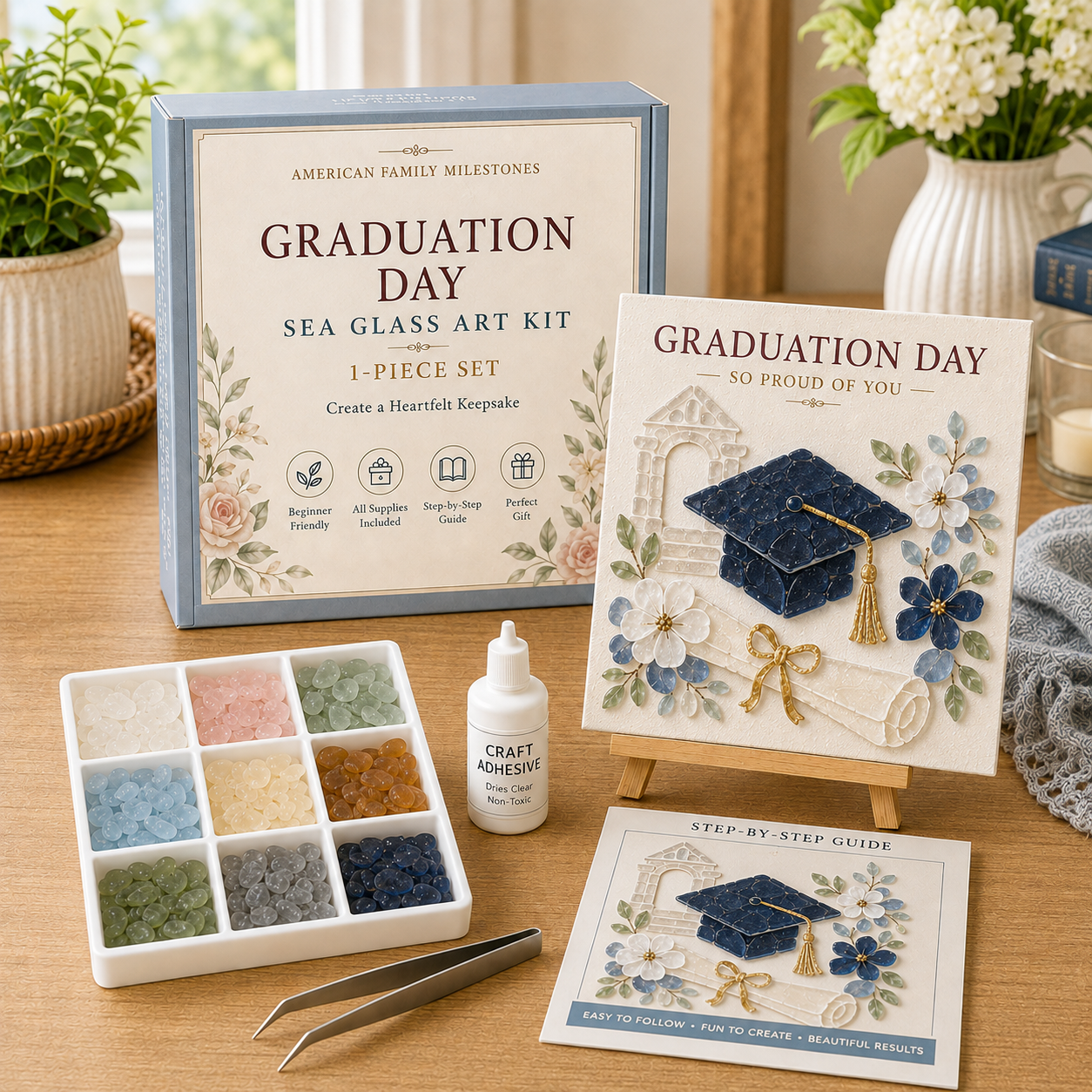 🏡 American Family Milestones Sea Glass Art Kit-HandPrint