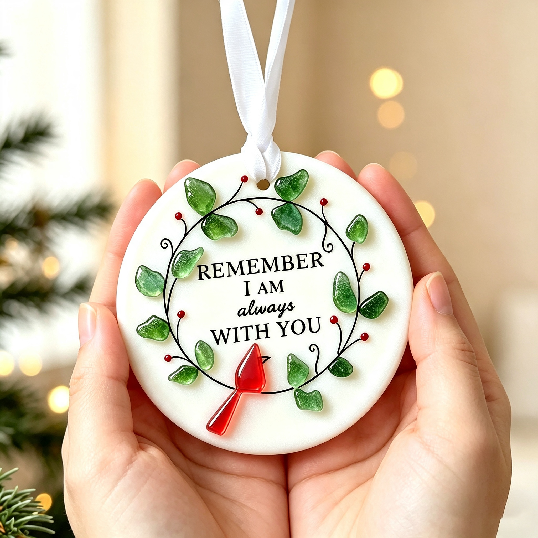 Always With You Sea Glass Ornament-HandPrint