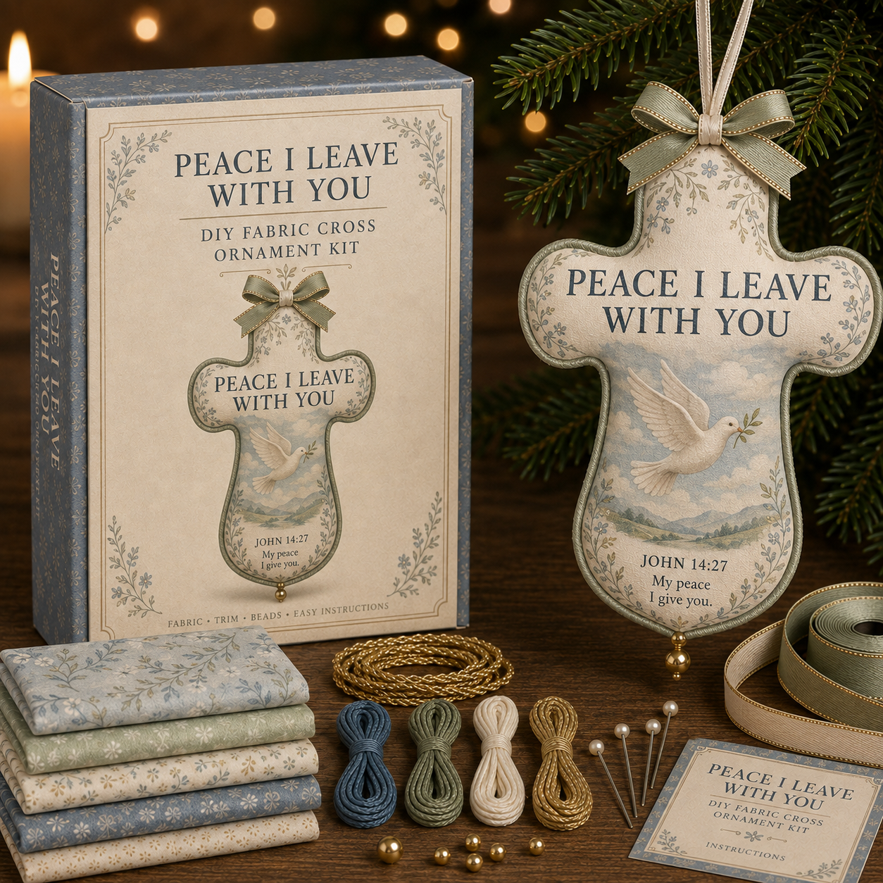 ✝️ Scripture Fabric Cross Ornament DIY Kit-HandPrint