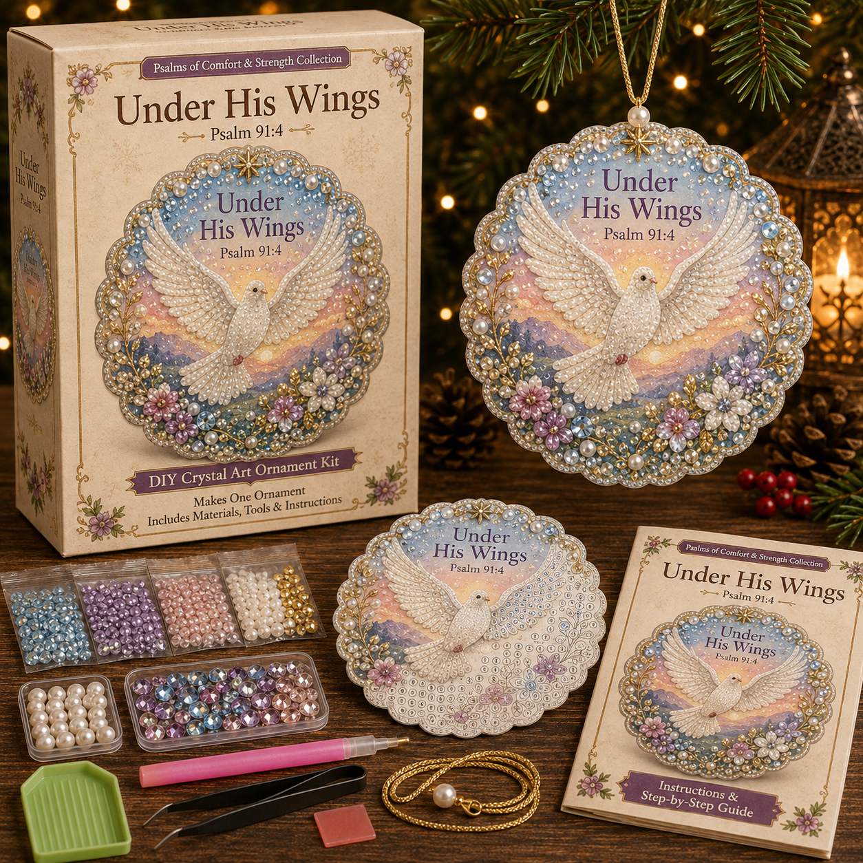 ✝️ Psalms of Comfort & Strength Pearl Diamond Art Hanging Ornament Kit-HandPrint