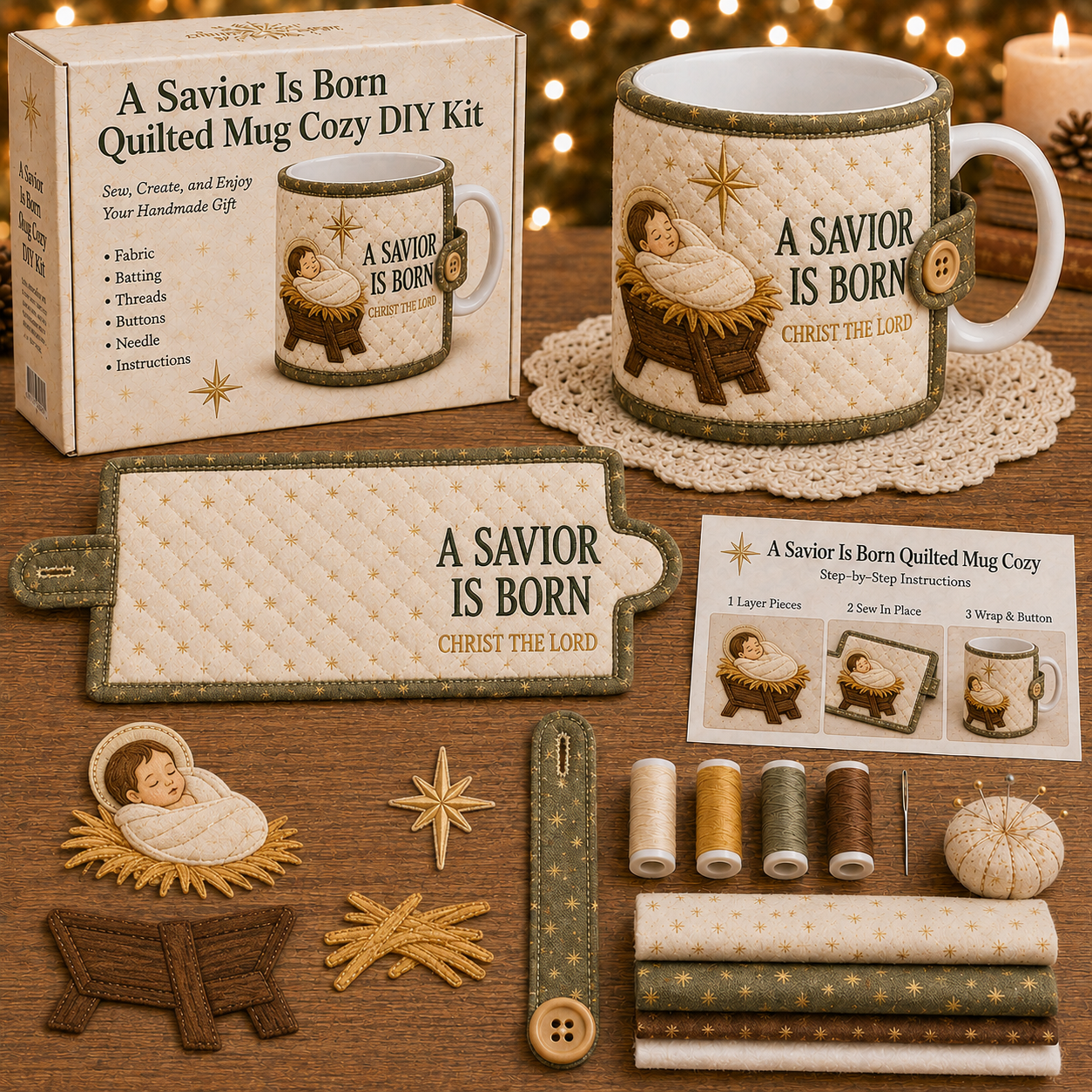 ✝️ Christmas Faith Mug Cozy Sewing Kit-HandPrint