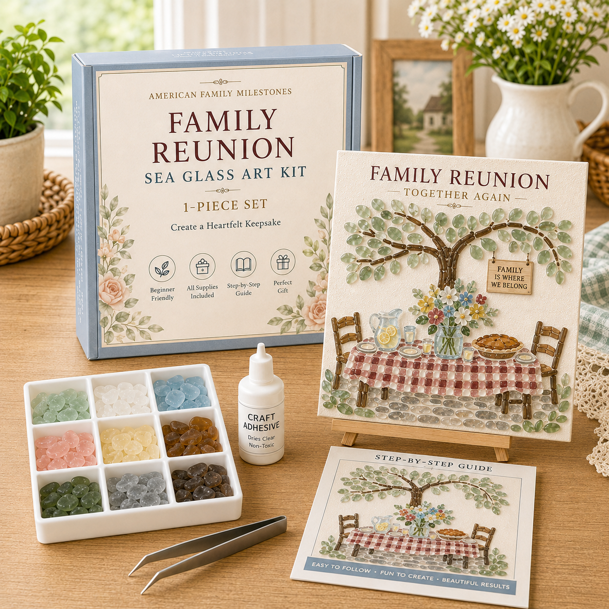 🏡 American Family Milestones Sea Glass Art Kit-HandPrint