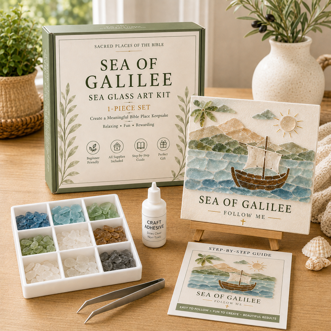 ⛪ Sacred Places of the Bible Sea Glass Art Kit-HandPrint