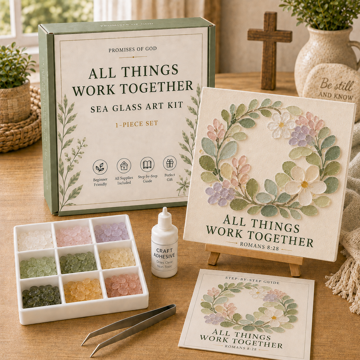 🌿 Promises of God Sea Glass Art Kit-HandPrint