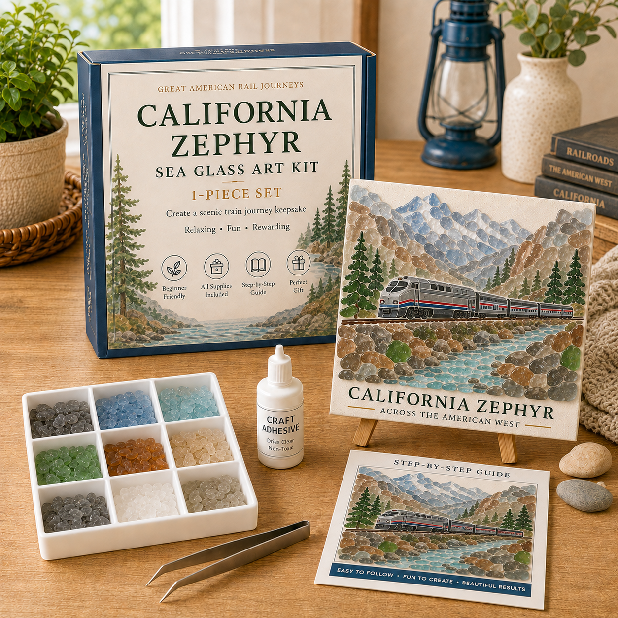 🚂 Great American Rail Journeys Sea Glass Art Kit-HandPrint