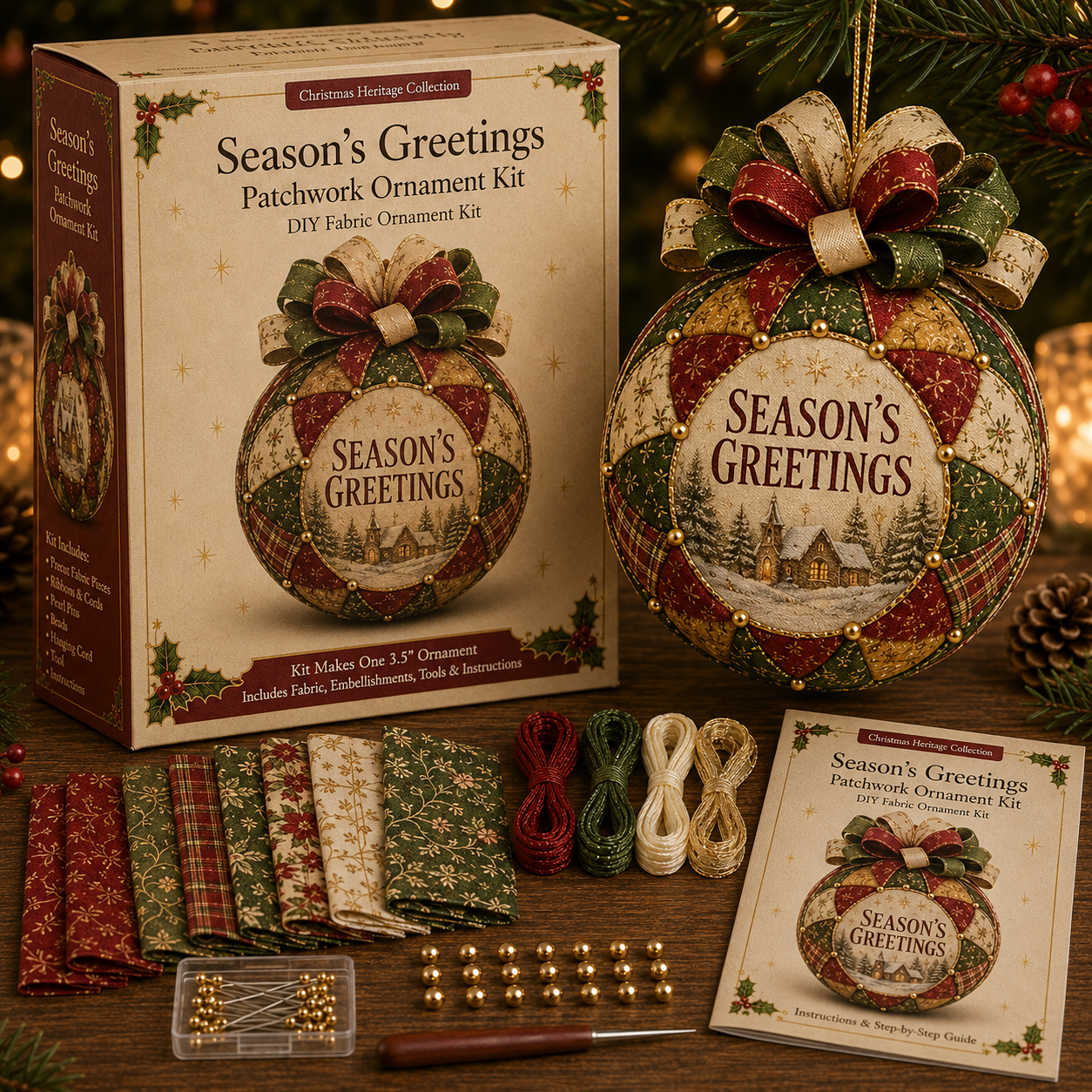 🎄 Christmas Blessings Patchwork Ornament DIY Kit-HandPrint
