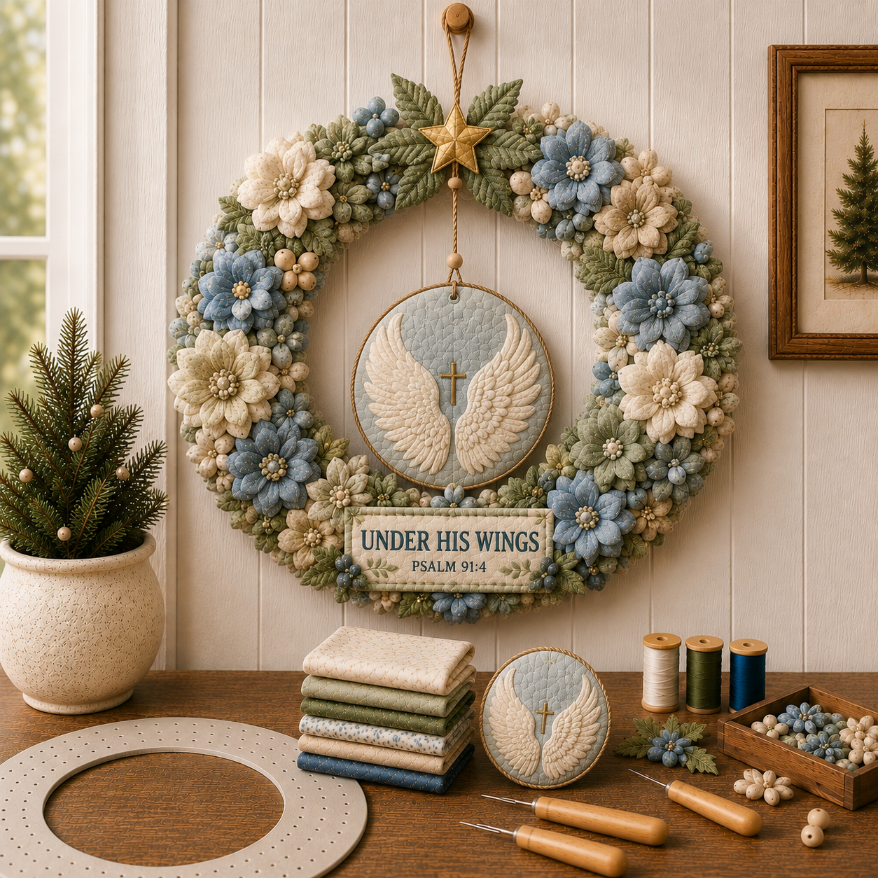 🌿 Faith & Scripture Fabric Wreath DIY Kit-HandPrint
