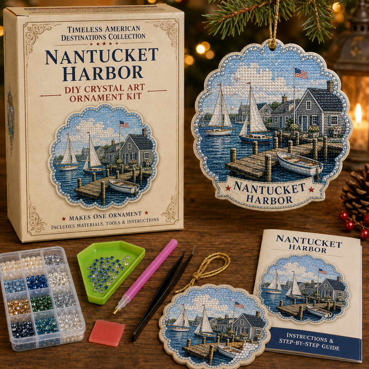 🗺️Timeless American Destinations Pearl Diamond Art Hanging Ornament Kit-HandPrint