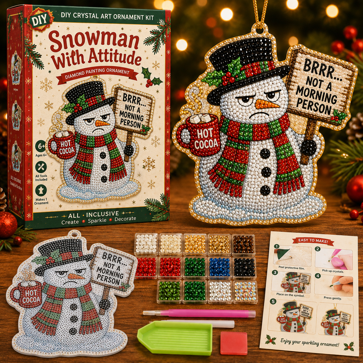 🎄 Funny Christmas Pearl Diamond Art Hanging Ornament Kit-HandPrint