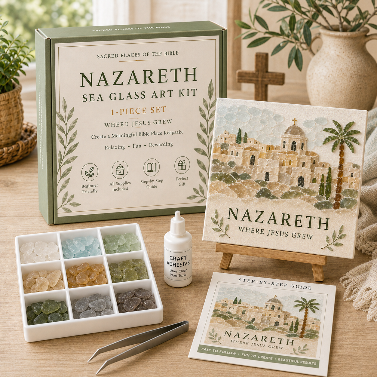 ⛪ Sacred Places of the Bible Sea Glass Art Kit-HandPrint