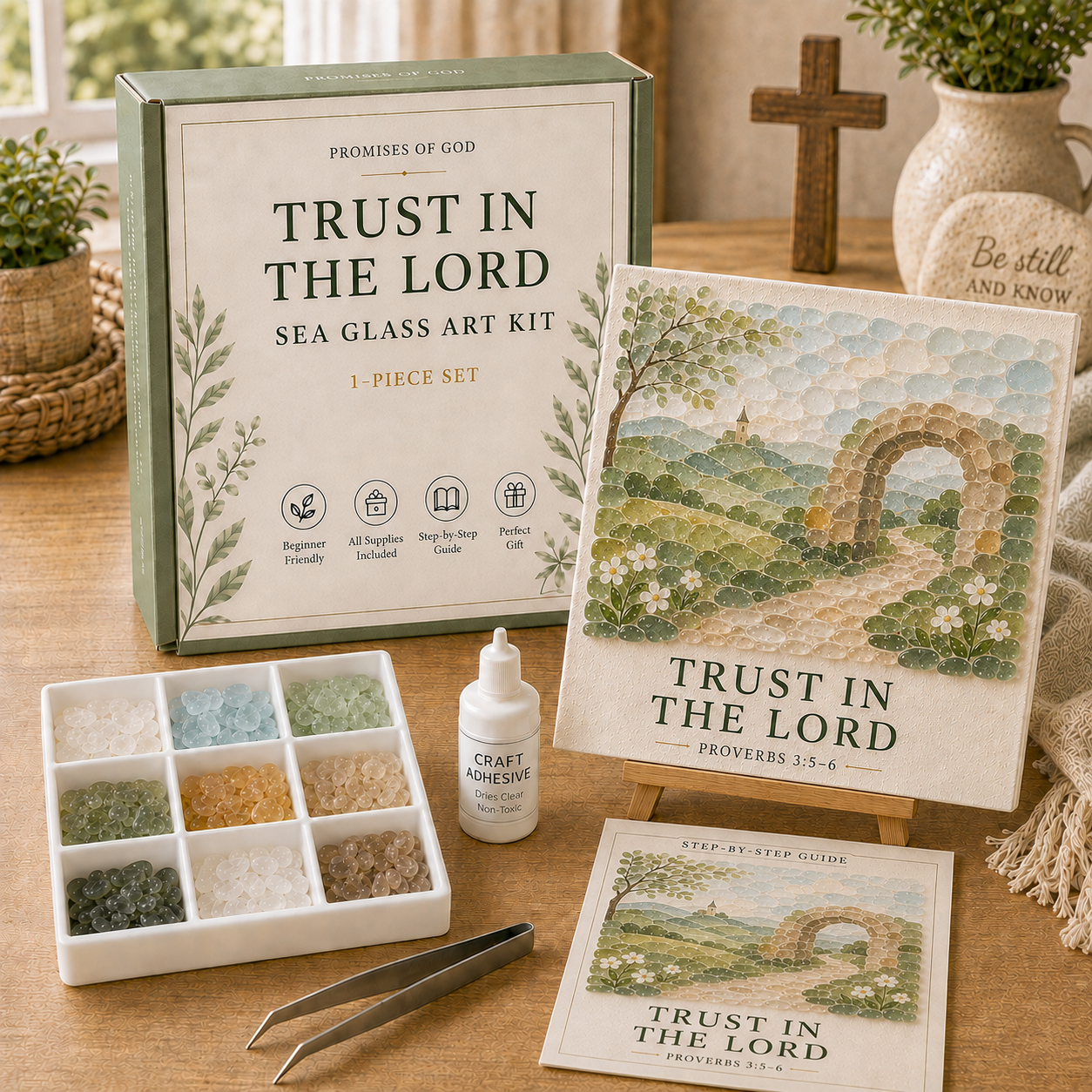 🌿 Promises of God Sea Glass Art Kit-HandPrint