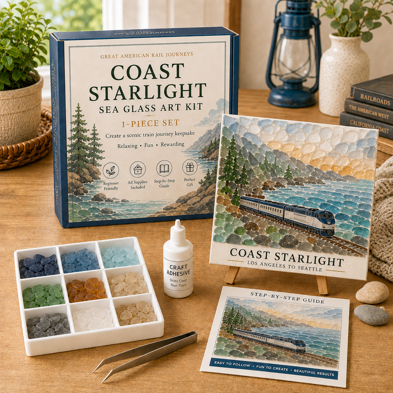 🚂 Great American Rail Journeys Sea Glass Art Kit-HandPrint