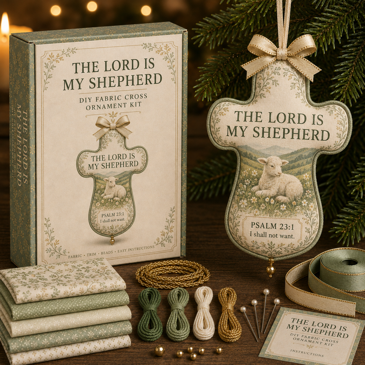 ✝️ Scripture Fabric Cross Ornament DIY Kit-HandPrint