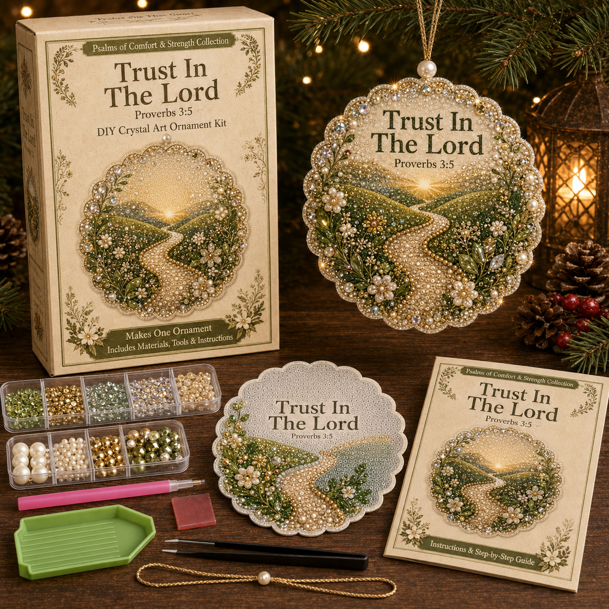 ✝️ Psalms of Comfort & Strength Pearl Diamond Art Hanging Ornament Kit-HandPrint