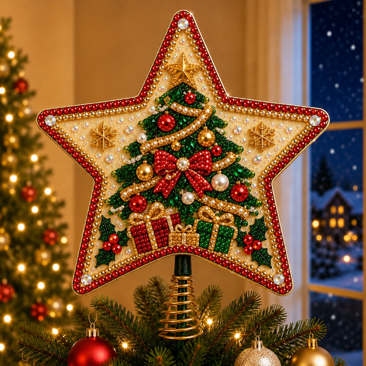 ⭐ Pearl Diamond Art Christmas Tree Topper Kit-HandPrint