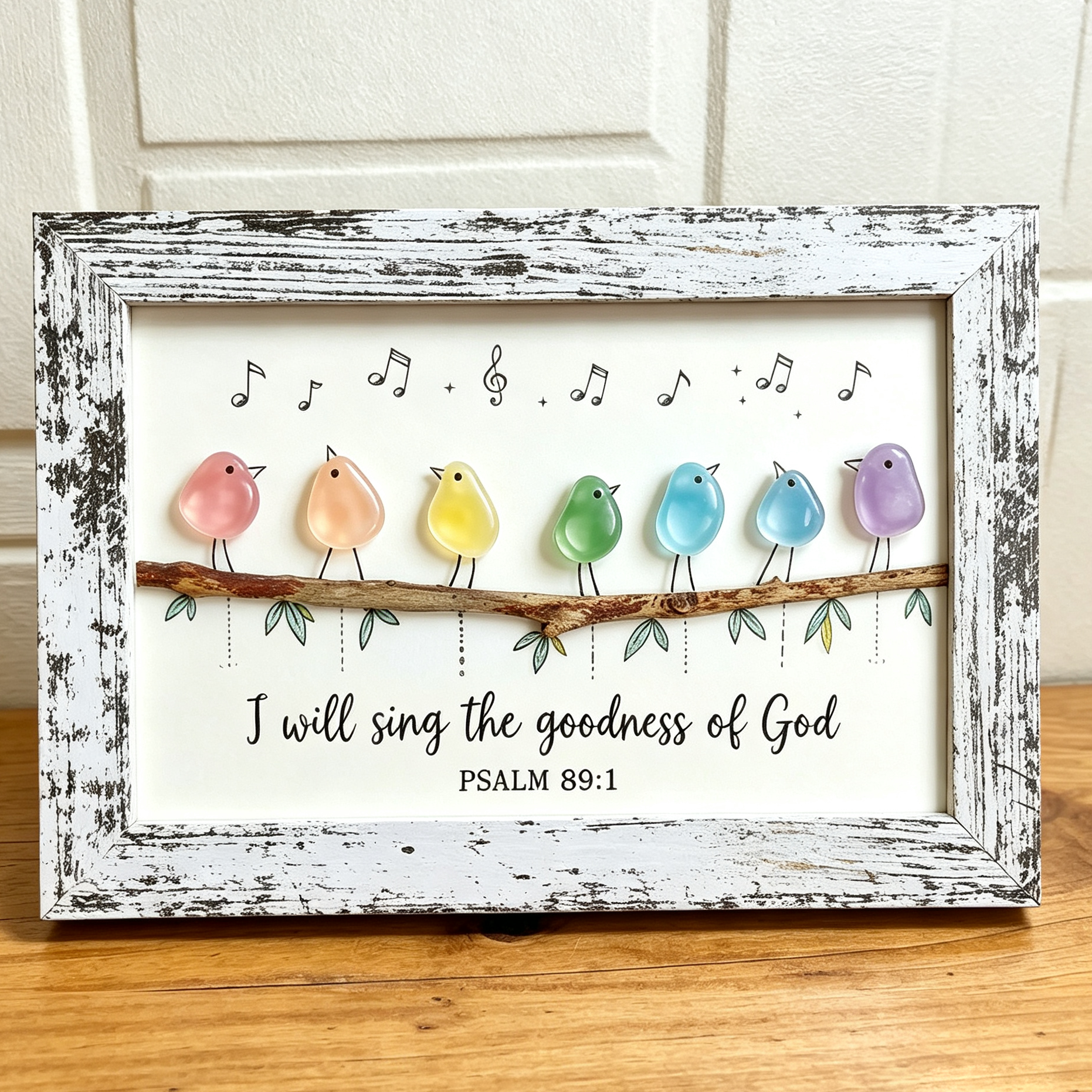 🎁Christian Sea Glass Bird Art-HandPrint