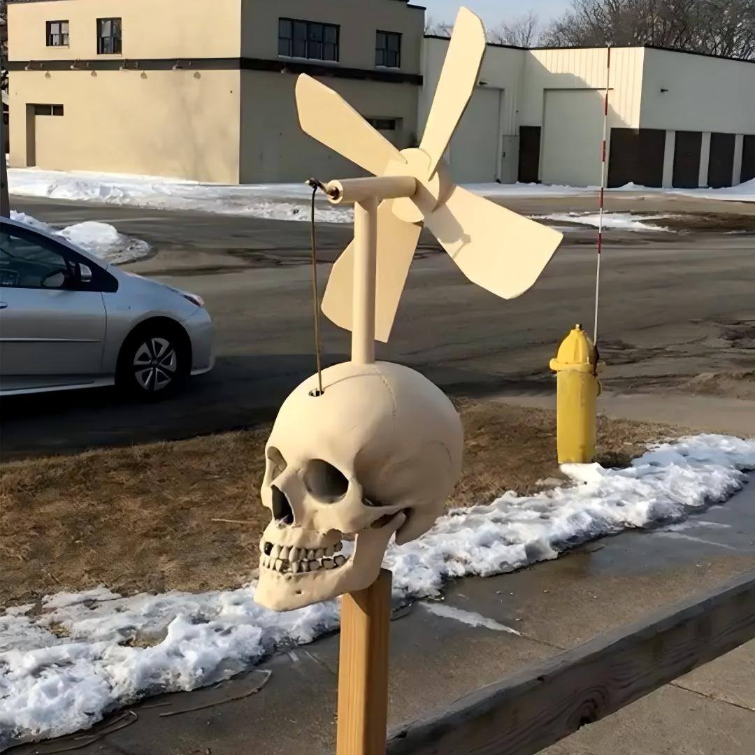 Iron Skull Whirligig - Garden Decor-HandPrint