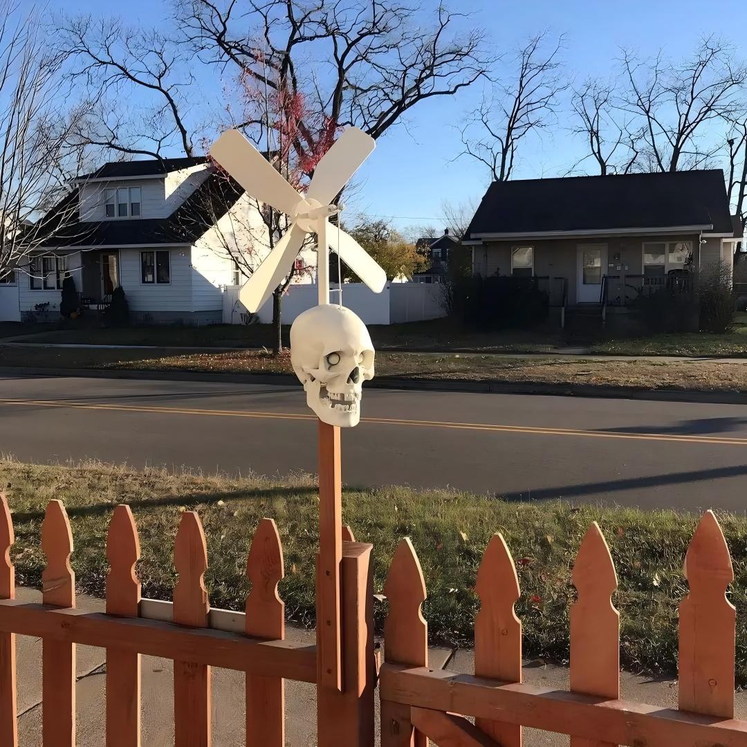 Iron Skull Whirligig - Garden Decor-HandPrint
