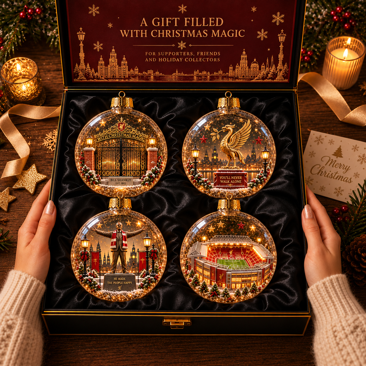 🎄 Light-Up Football Heritage Diorama Ornament-HandPrint