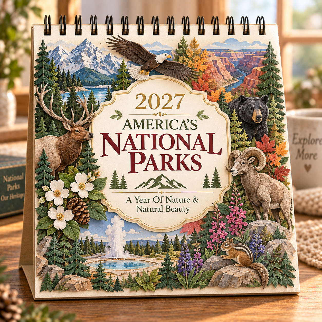 🏞️ 2027 America’s National Parks & Wildlife Wall Calendar-HandPrint