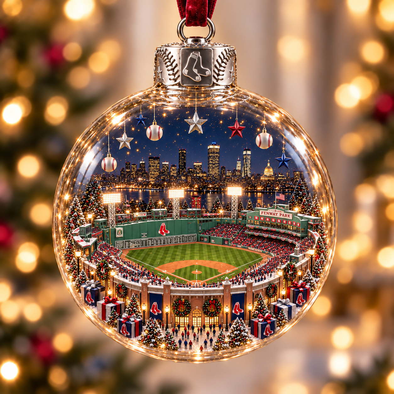 ⚾🎄 Light-Up Baseball Stadium Christmas Ornament-HandPrint