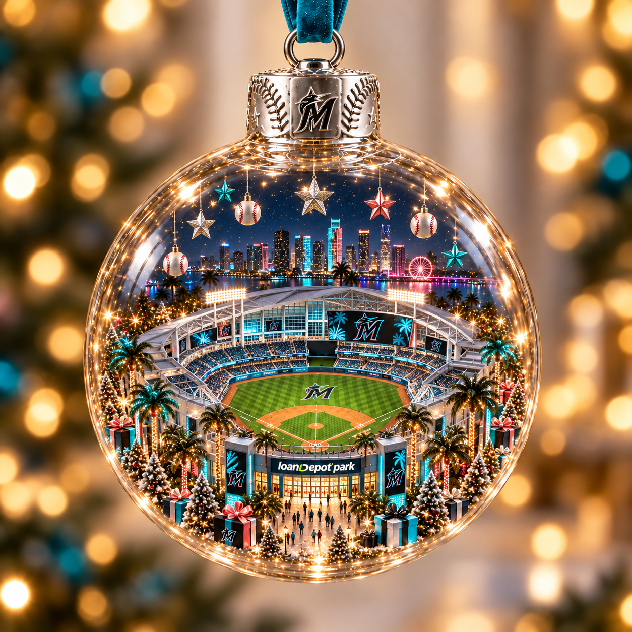 ⚾🎄 Light-Up Baseball Stadium Christmas Ornament-HandPrint
