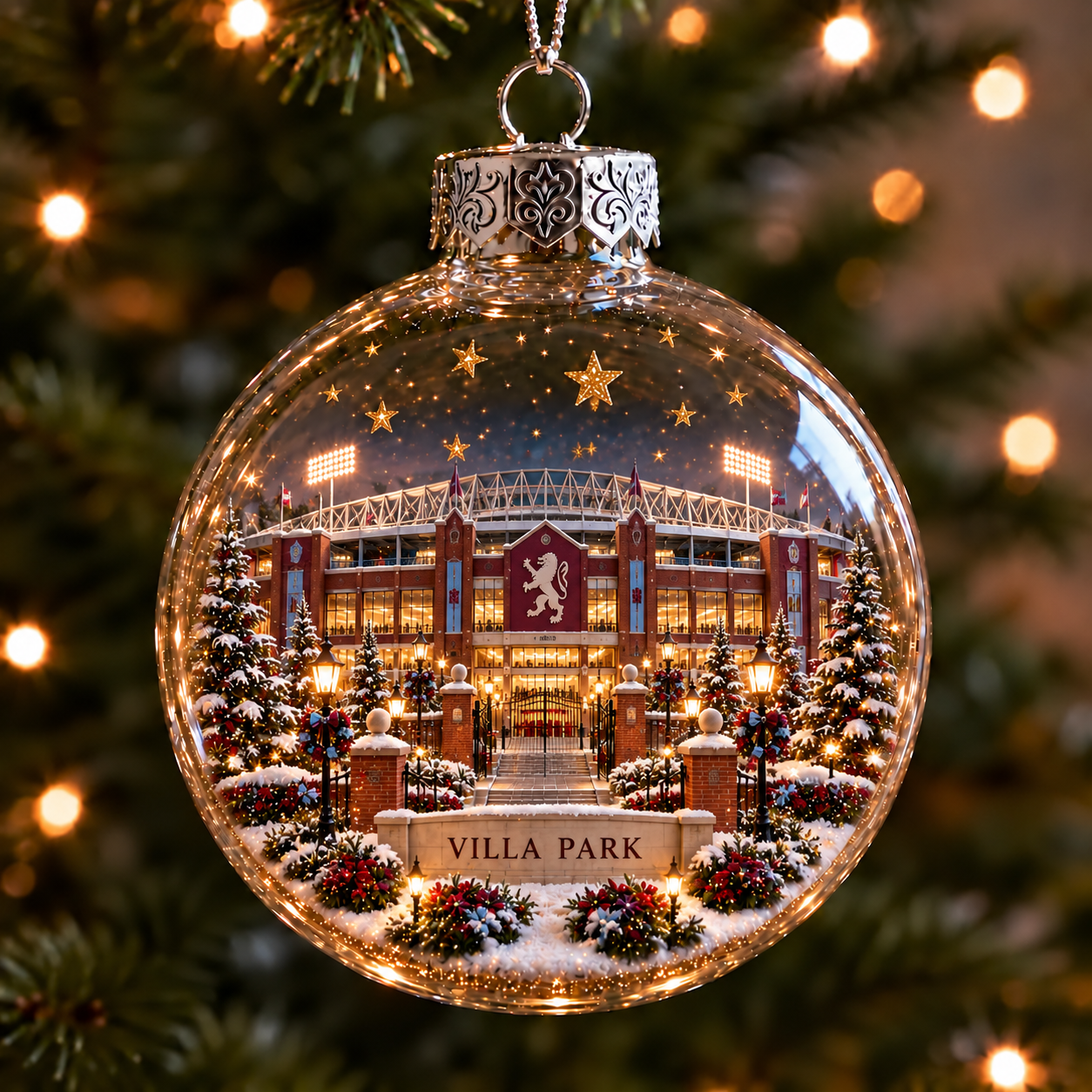 ⚽🎄 Light-Up Football Stadium Christmas Ornament-HandPrint