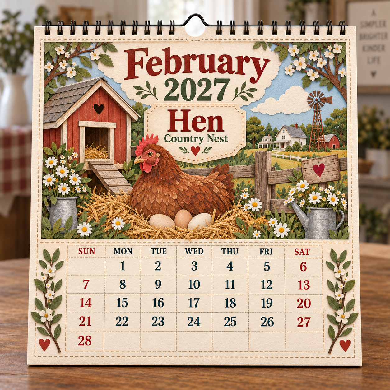 🐄 2027 Farm Animals & Country Life Wall Calendar-HandPrint