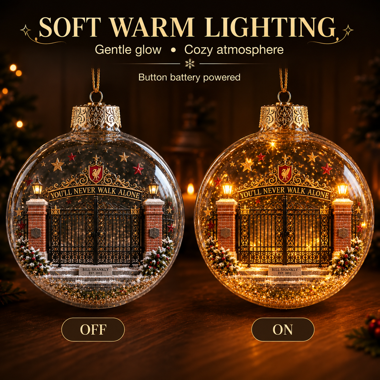 🎄 Light-Up Football Heritage Diorama Ornament-HandPrint