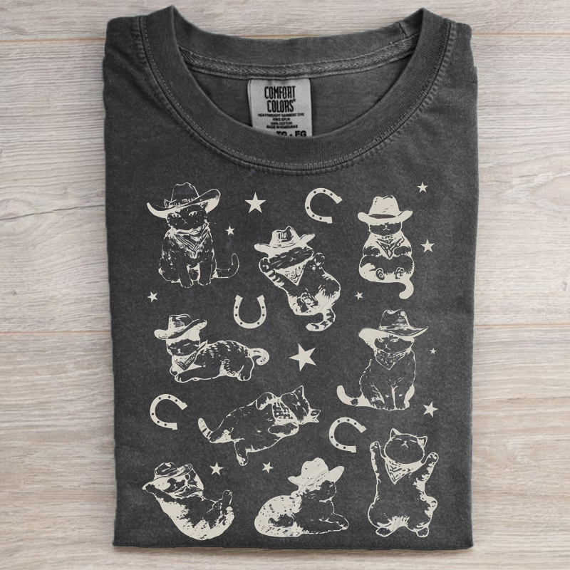 Cowboy Cats And Kittens Western Cowboy Vintage T-Shirt-NaturexCraft