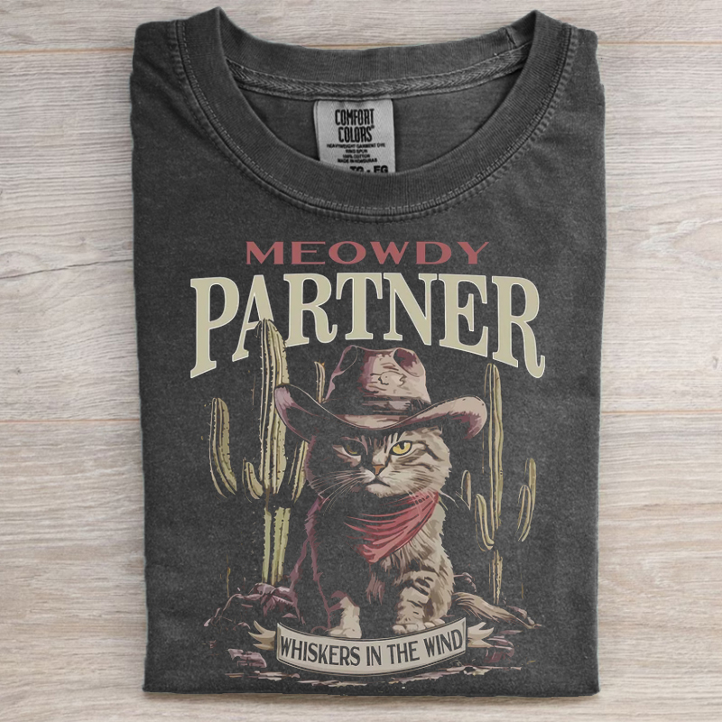 Meowdy Partner Cowboy Cat T-Shirt-NaturexCraft