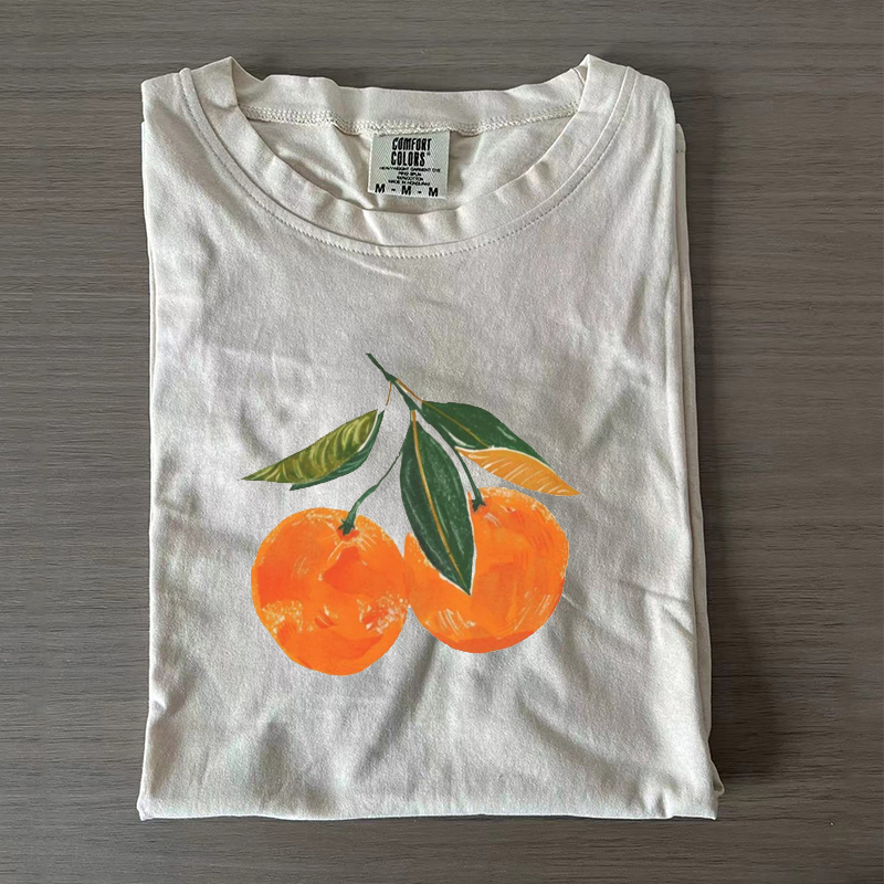 Orange Art Graphic T-shirt-NaturexCraft