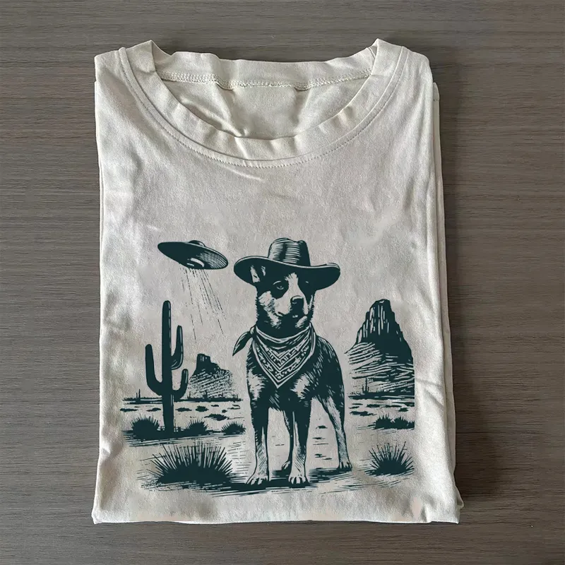 Vintage Australian Cattle Dog UFO T-shirt-NaturexCraft