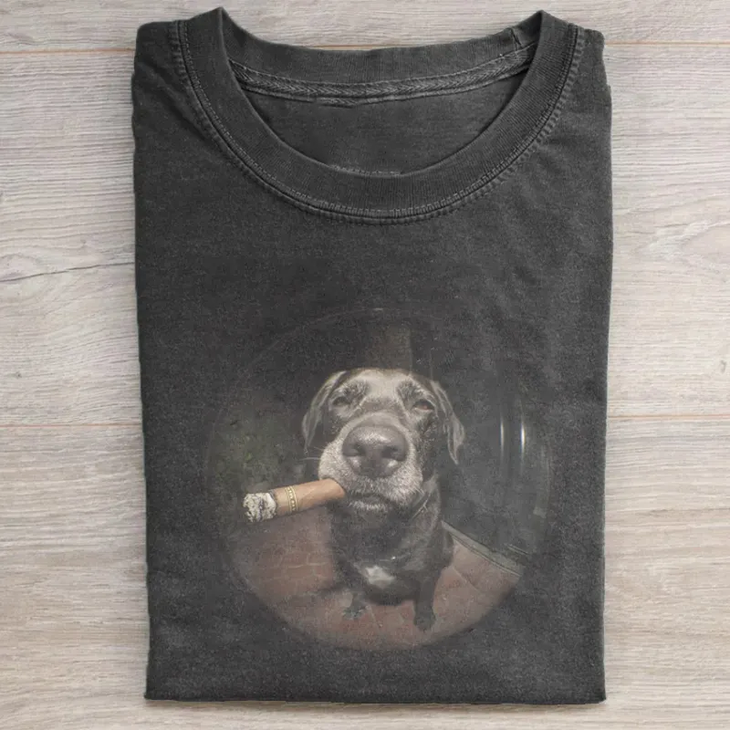 Funny Smoking Dog T-shirt-NaturexCraft