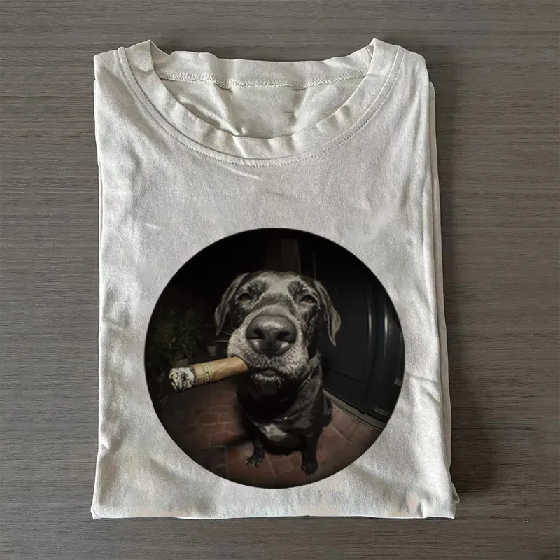 Funny Smoking Dog T-shirt-NaturexCraft