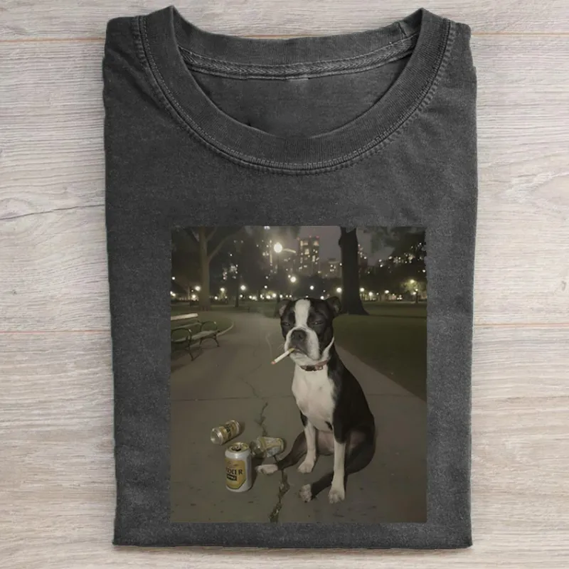 Funny Smoking Dog Meme T-shirt-NaturexCraft