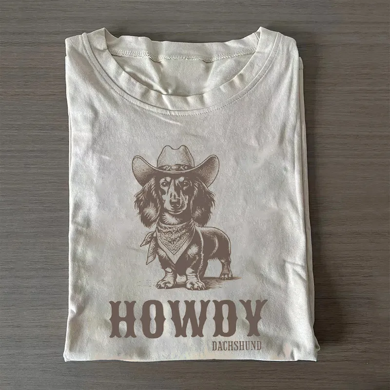 Howdy Dachshund Long Haired T-shirt-NaturexCraft