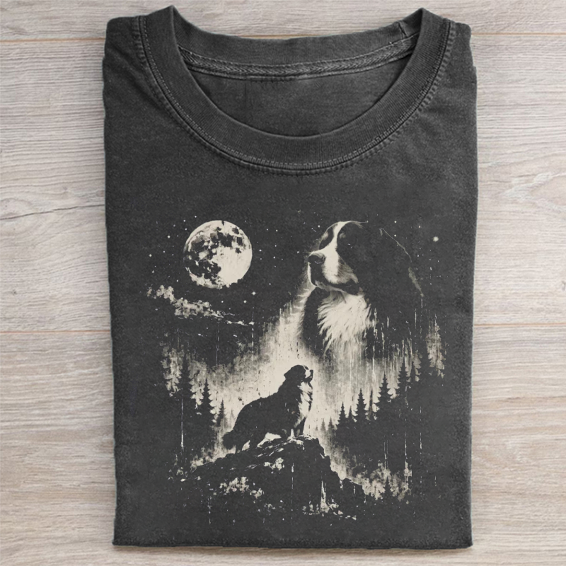 Bernese Dog Moon T-shirt-NaturexCraft