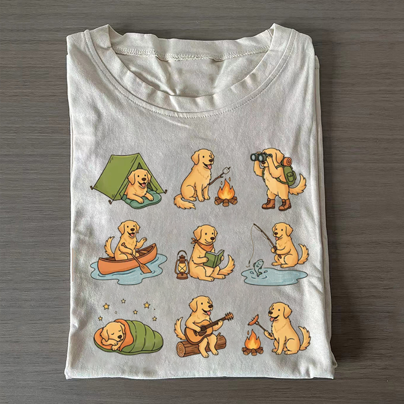 Golden Retriever Camping T-shirt-NaturexCraft