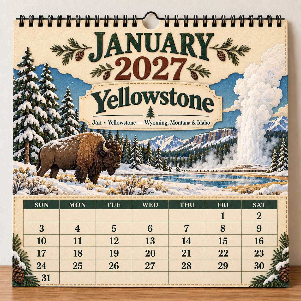 🎁 2027 America’s National Parks Wall Calendar-HandPrint